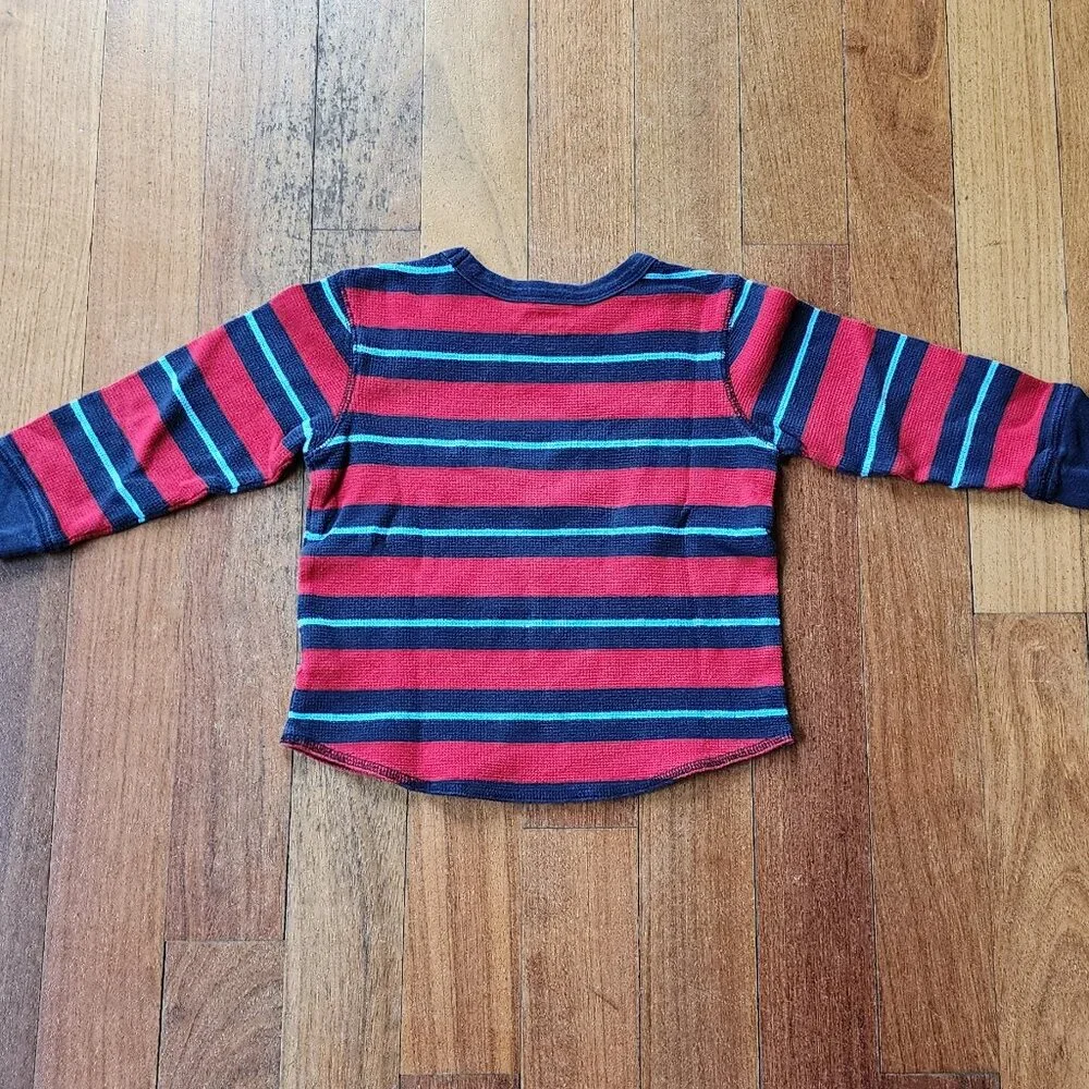 OshKosh B'gosh Red/Blue Striped Long Sleeve Waffle Knit Jersey Size 5T